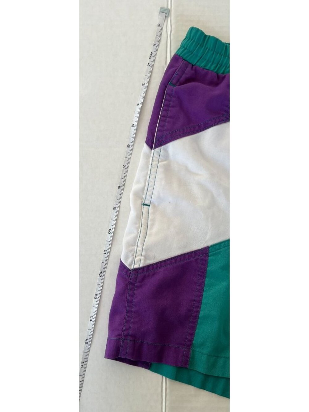 Mens Vintage Colorblock Swim Shorts Medium Purple Green Alan Flusser Sport - Picture 10 of 10